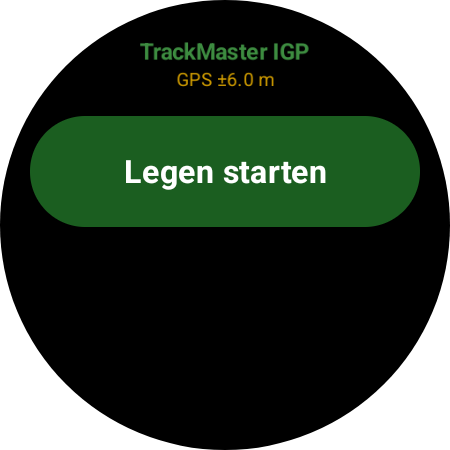 Startbildschirm der TrackMaster Smartwatch-App