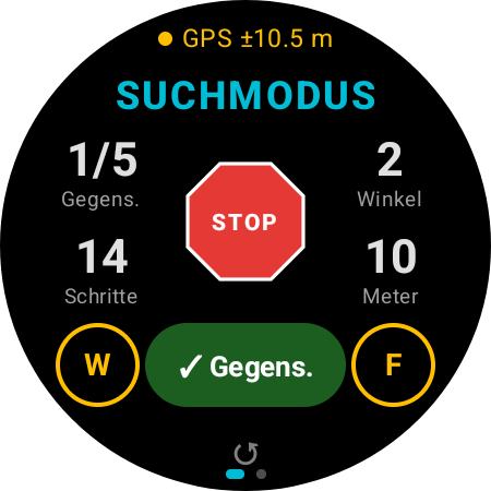 Suchmodus auf der Smartwatch