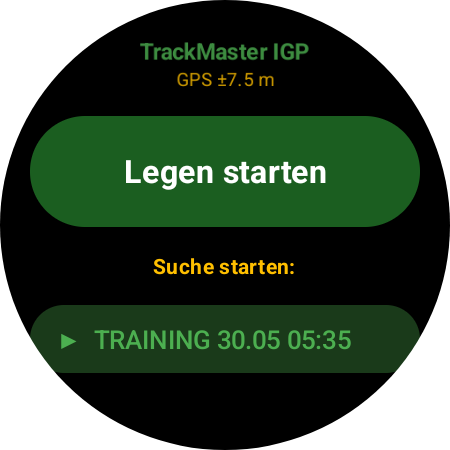 Fährtenauswahl auf der Smartwatch